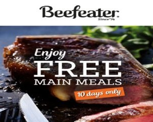 Free Main meals at Beefeater Restaurants